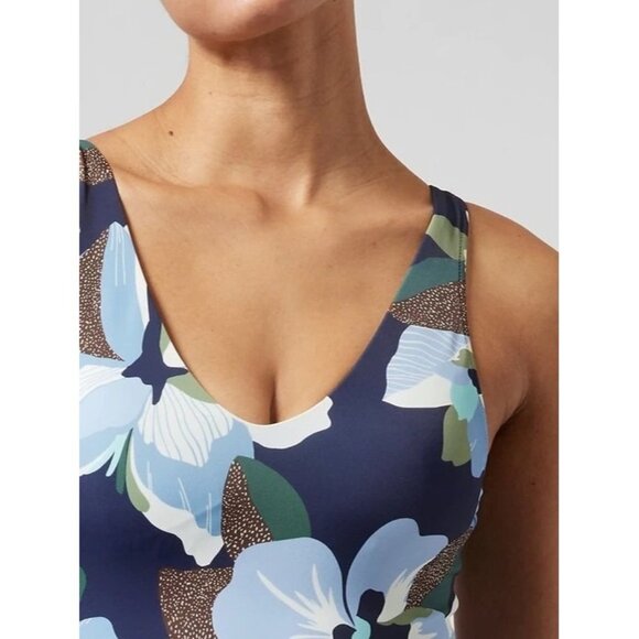 Athleta Blue Floral Tropical One Piece Swimsuit XS - Picture 2 of 14